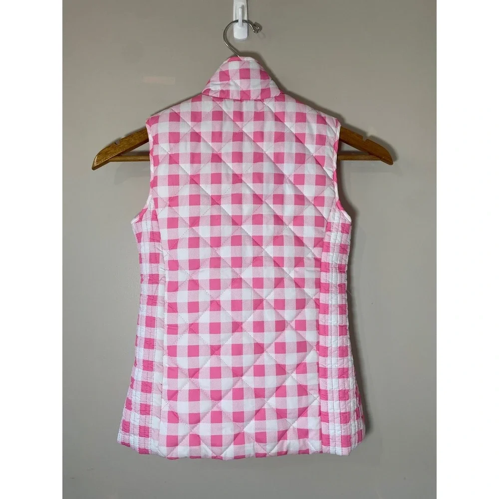 Young‎ Dimension Girls Pink White Gingham Quilted Puffer Vest Size 9-10 Preppy